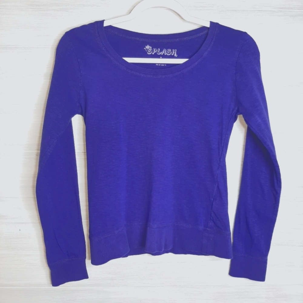 Splash long sleeve crop top color purple size medium